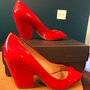 -50% Patent Leather Peep Toe Pumps Vince Camuto